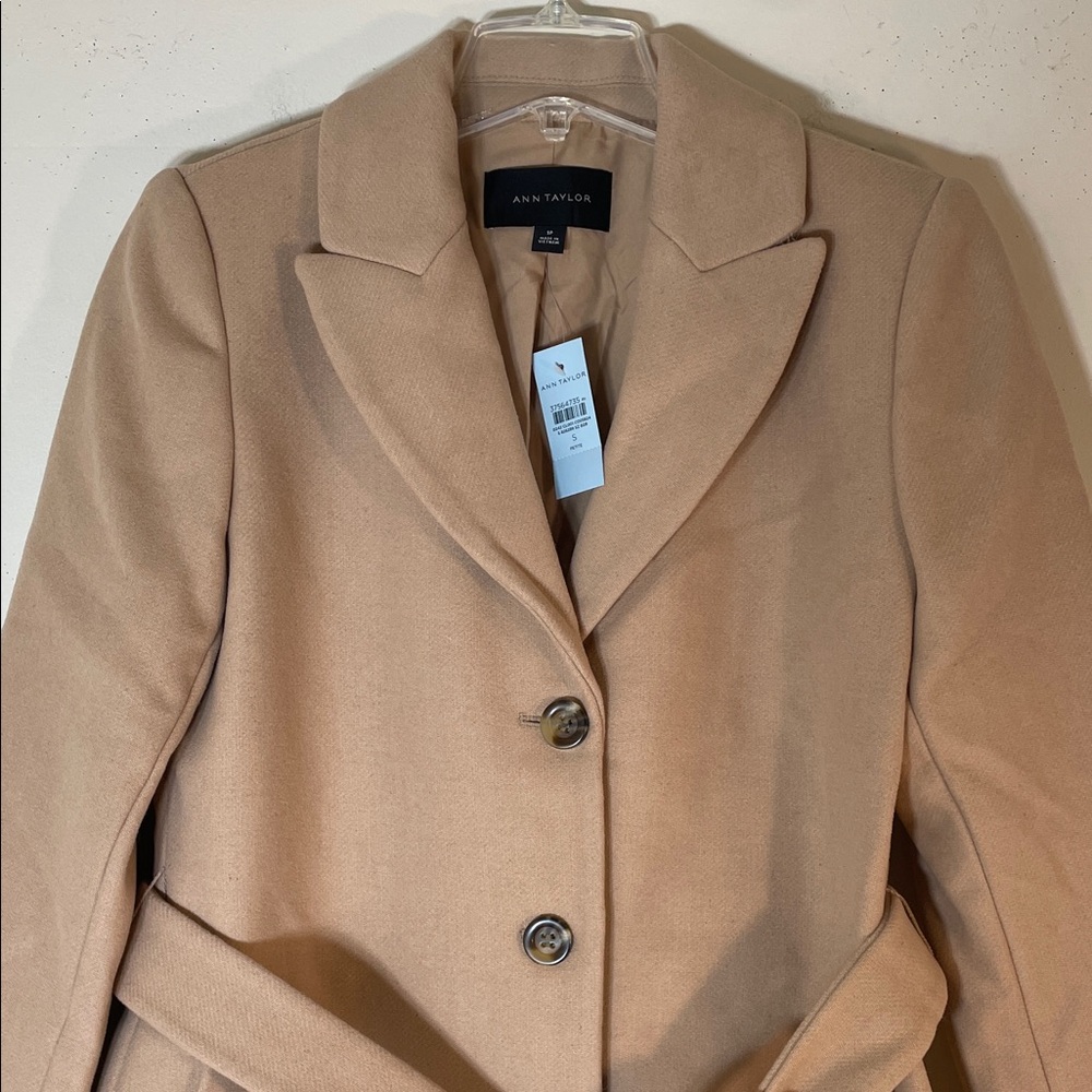 NWT. Ann Taylor Classic Wool Blend Belted Pea Coat. Small. $258! - Picture 5 of 12
